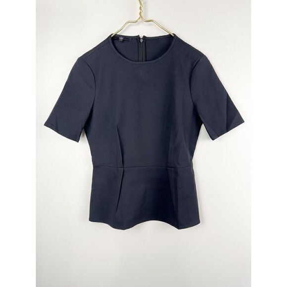 Tibi New York Women’s Size 4 Black Peplum Stretch Top Short Sleeve Business - Picture 1 of 7
